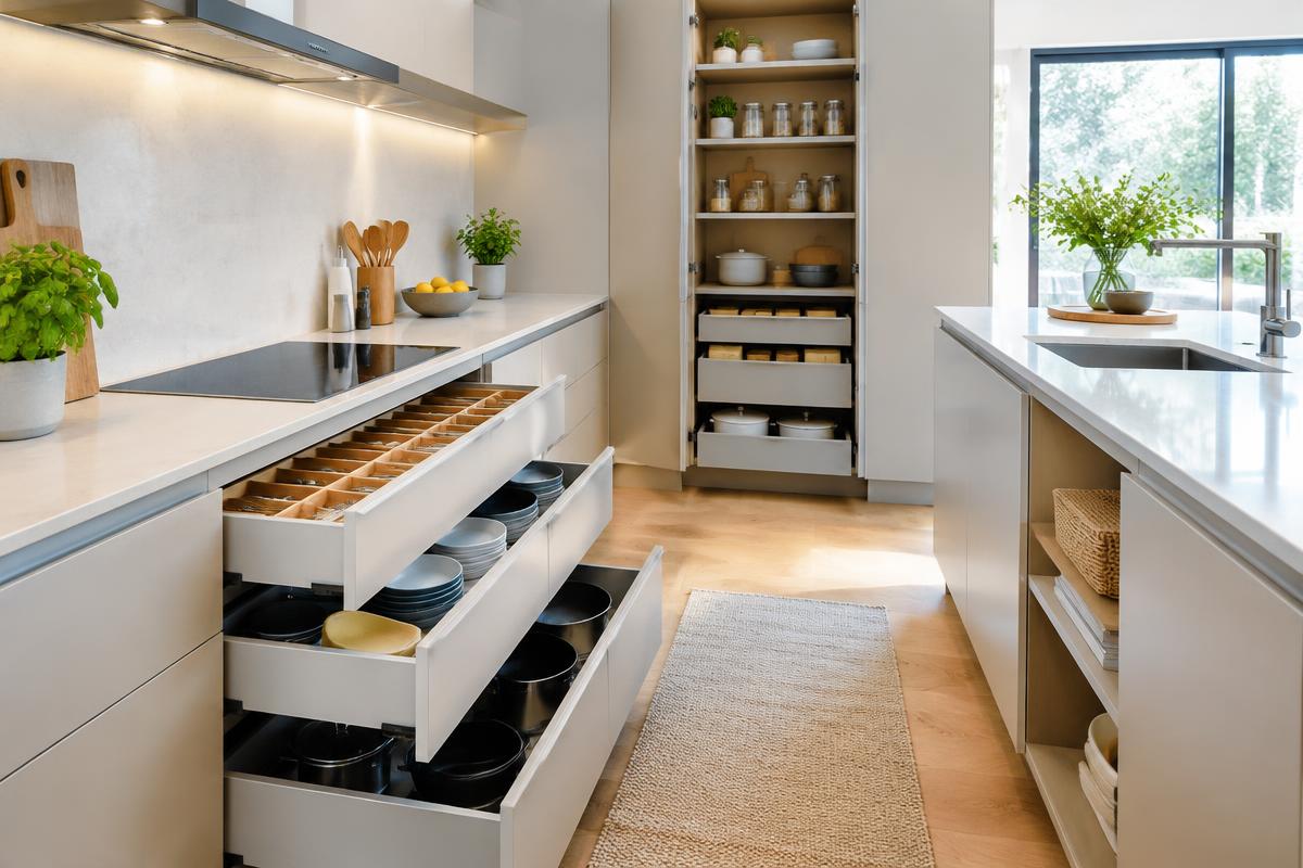 Cuisine : le rangement qui fait gagner un mètre carré utile